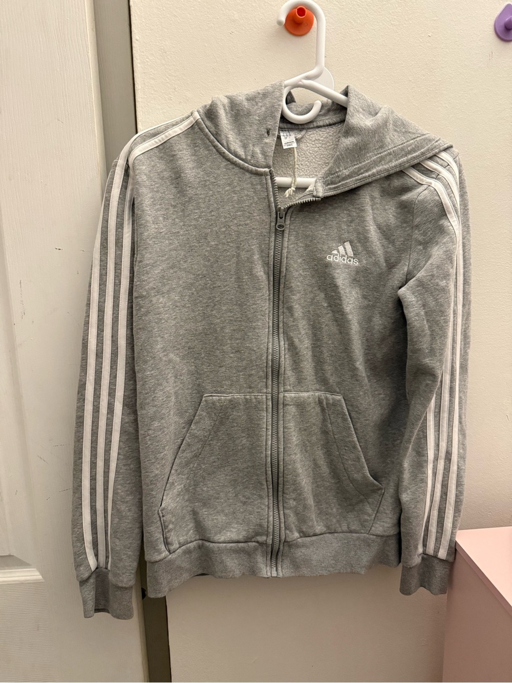 Adidas Kids' Grey Full-Zip Hoodie Jacket